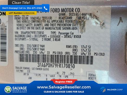 Used 2015 Ford Fusion SE FWD image 16