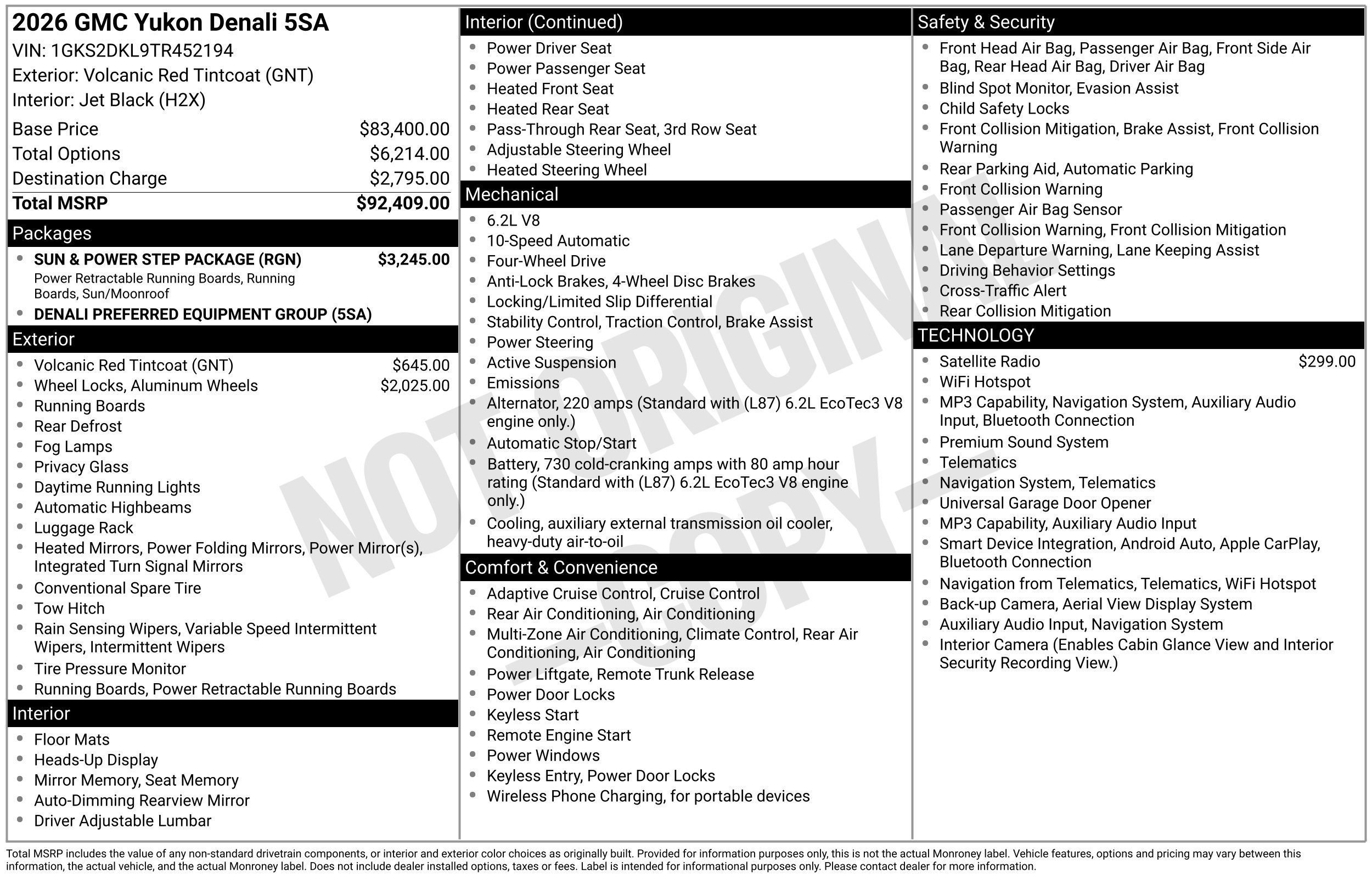 New 2026 GMC Yukon Denali w/ Sun & Power Step Package AWD/4WD image 4