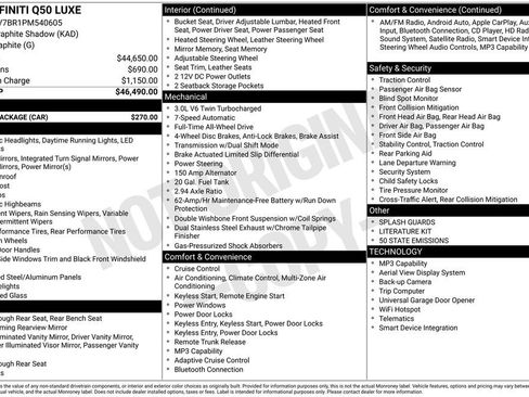 Used 2023 INFINITI Q50 Luxe w/ Cargo Package AWD/4WD image 7