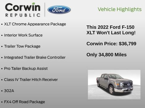 Used 2022 Ford F150 XLT w/ Equipment Group 302A High image 7