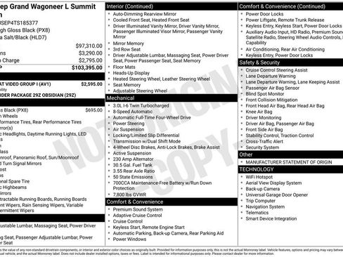 New 2026 Jeep Grand Wagoneer L Summit w/ Rear Seat Video Group I AWD/4WD image 4