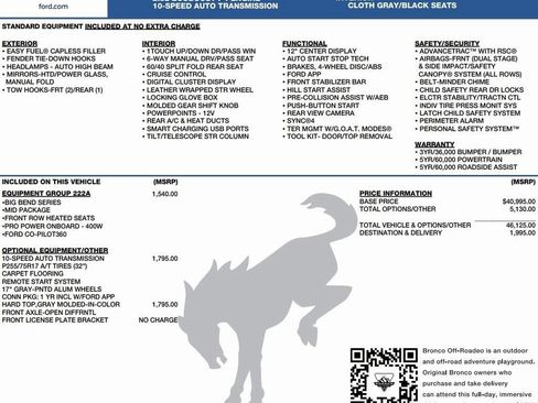 New 2026 Ford Bronco Big Bend image 2