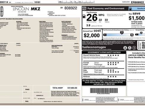 Used 2014 Lincoln MKZ w/ Equipment Group 101A Select FWD image 9