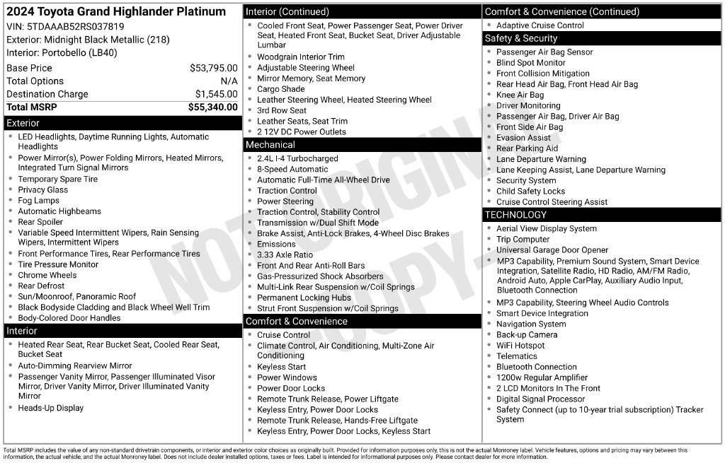 Used 2024 Toyota Grand Highlander AWD image 38