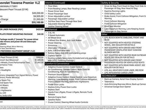 Used 2022 Chevrolet Traverse Premier w/ LPO, Floor Liner Package image 31