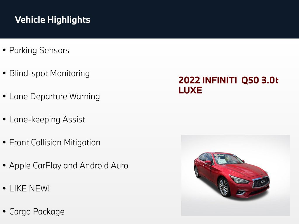 Used 2022 INFINITI Q50 Luxe w/ Cargo Package AWD/4WD image 68