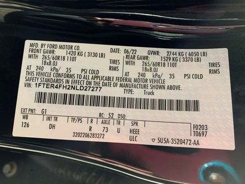 Used 2022 Ford Ranger Lariat w/ Equipment Group 501A High image 38