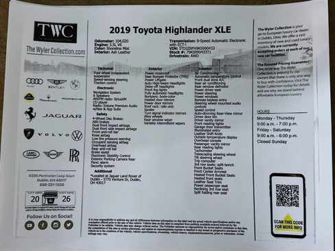 Used 2019 Toyota Highlander XLE AWD/4WD image 47