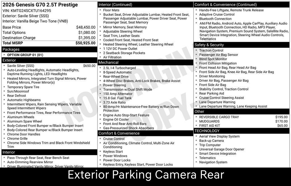 Used 2026 Genesis G70 2.5T Prestige RWD image 5