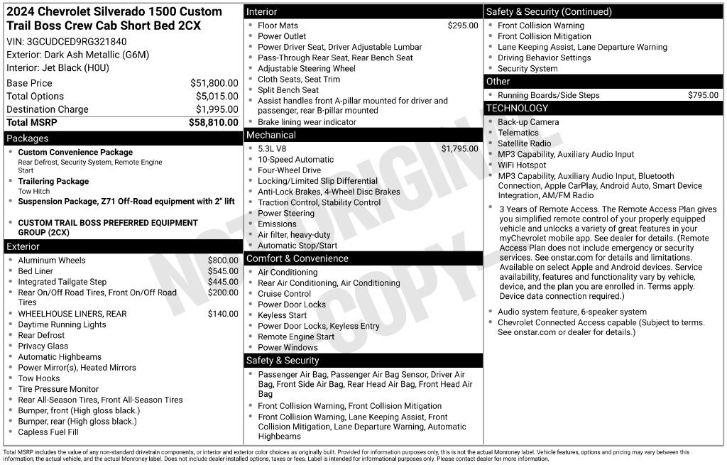 Used 2024 Chevrolet Silverado 1500 Custom Trail Boss AWD/4WD image 38