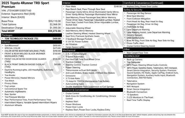 Certified 2025 Toyota 4Runner TRD Sport Premium w/ Tow Technology Package AWD/4WD image 42