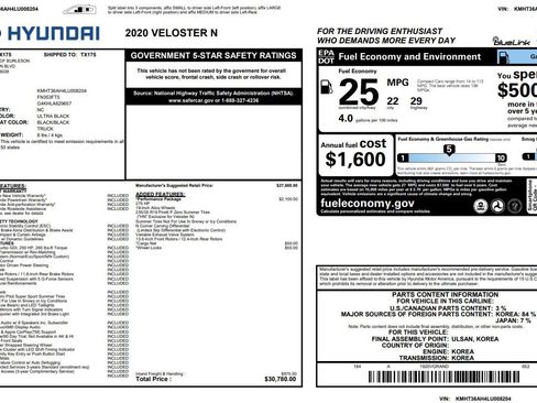 Used 2020 Hyundai Veloster N w/ Performance Package image 30