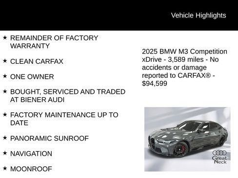 Used 2025 BMW M3 Competition w/ Executive Package AWD/4WD image 9
