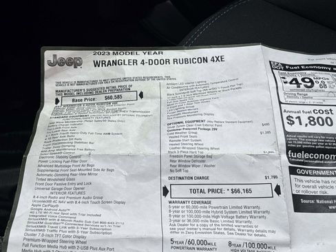 Certified 2023 Jeep Wrangler Unlimited Rubicon 4xe w/ Cold Weather Group image 31