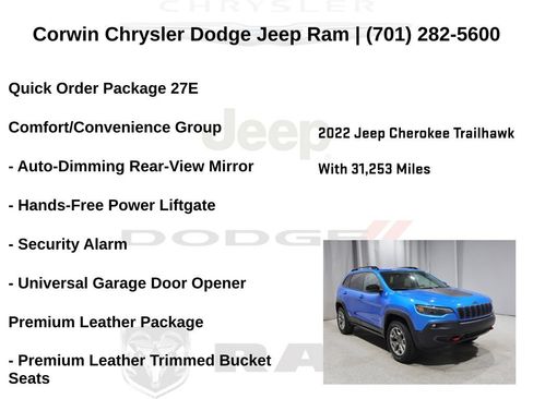 Used 2022 Jeep Cherokee Trailhawk w/ Premium Leather Package AWD/4WD image 6
