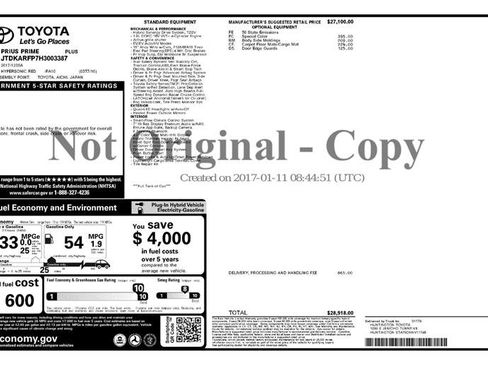 Used 2017 Toyota Prius Prime Plus w/ Carpet Mat Package image 3