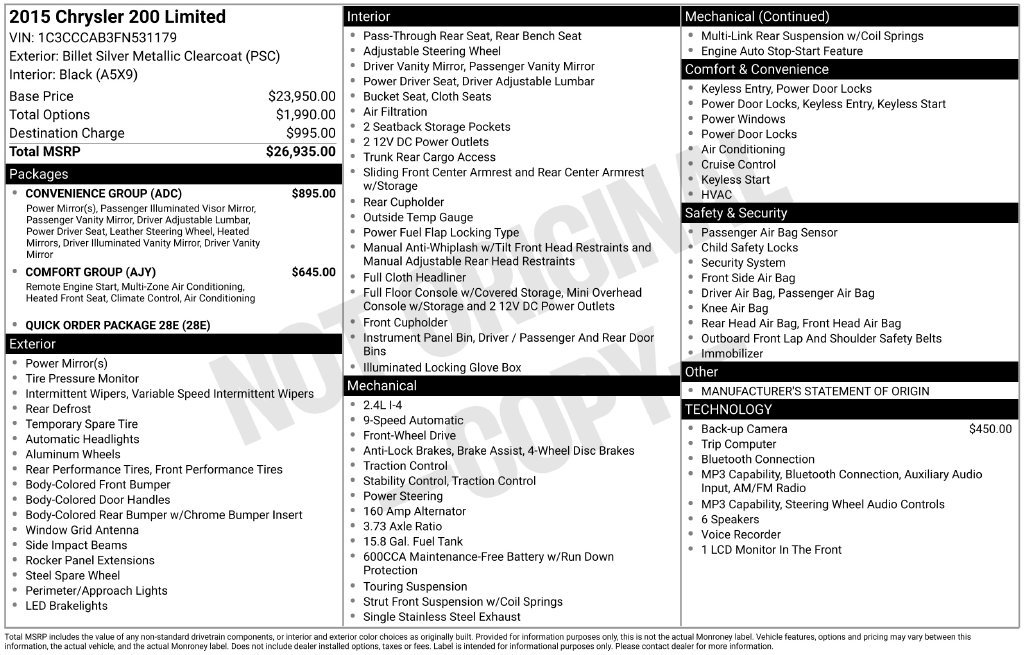 Used 2015 Chrysler 200 Limited w/ Convenience Group FWD image 4
