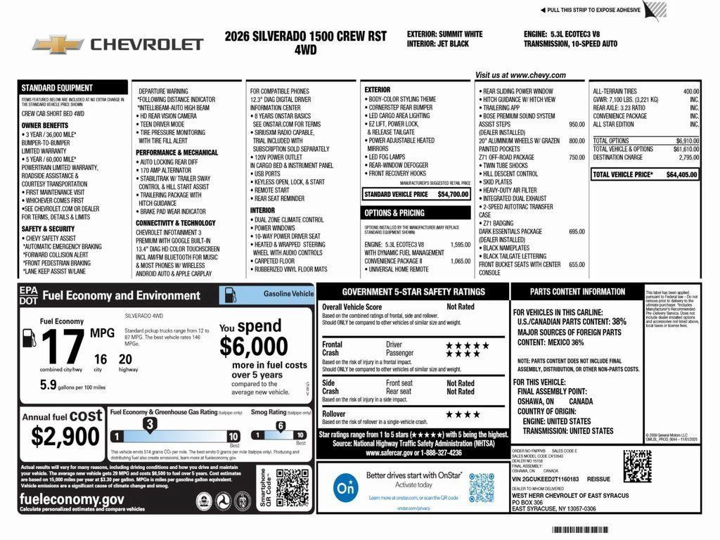 New 2026 Chevrolet Silverado 1500 RST w/ Convenience Package II AWD/4WD image 3