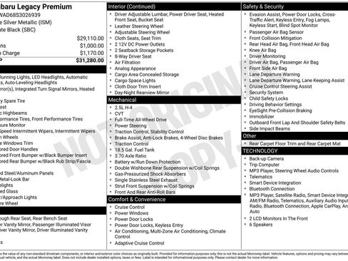Certified 2025 Subaru Legacy Premium AWD/4WD image 14