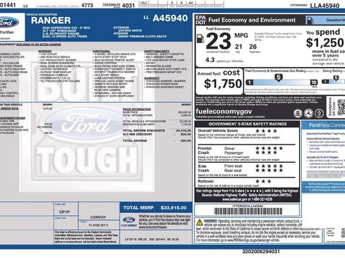 Used 2020 Ford Ranger XLT w/ Equipment Group 301A Mid image 35