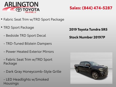 Used 2019 Toyota Tundra SR5 w/ TRD Sport Package AWD/4WD image 2