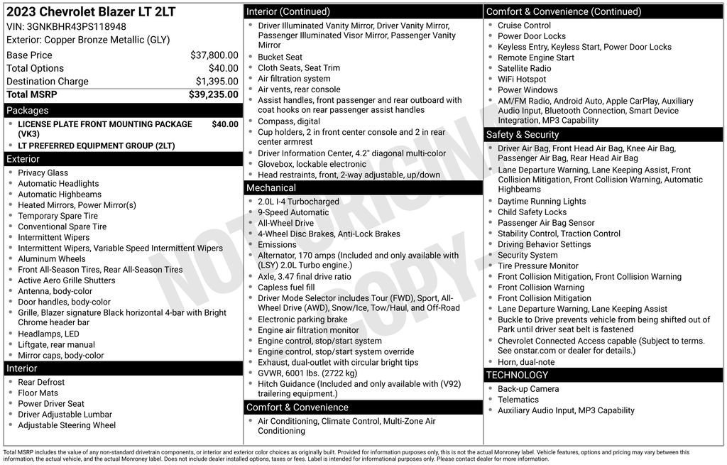 Certified 2023 Chevrolet Blazer LT AWD/4WD image 41
