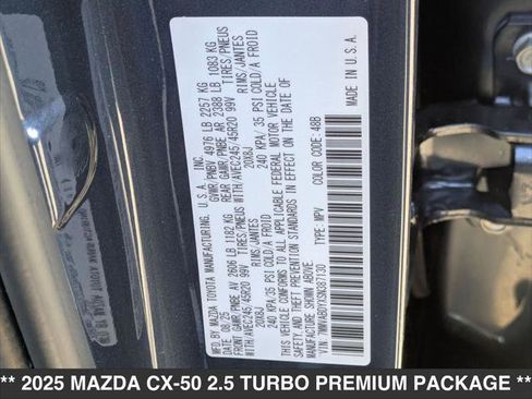 New 2025 MAZDA CX-50 AWD 2.5 Turbo w/ Premium Pkg image 15