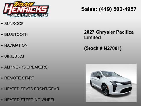 New 2027 Chrysler Pacifica Limited FWD image 12