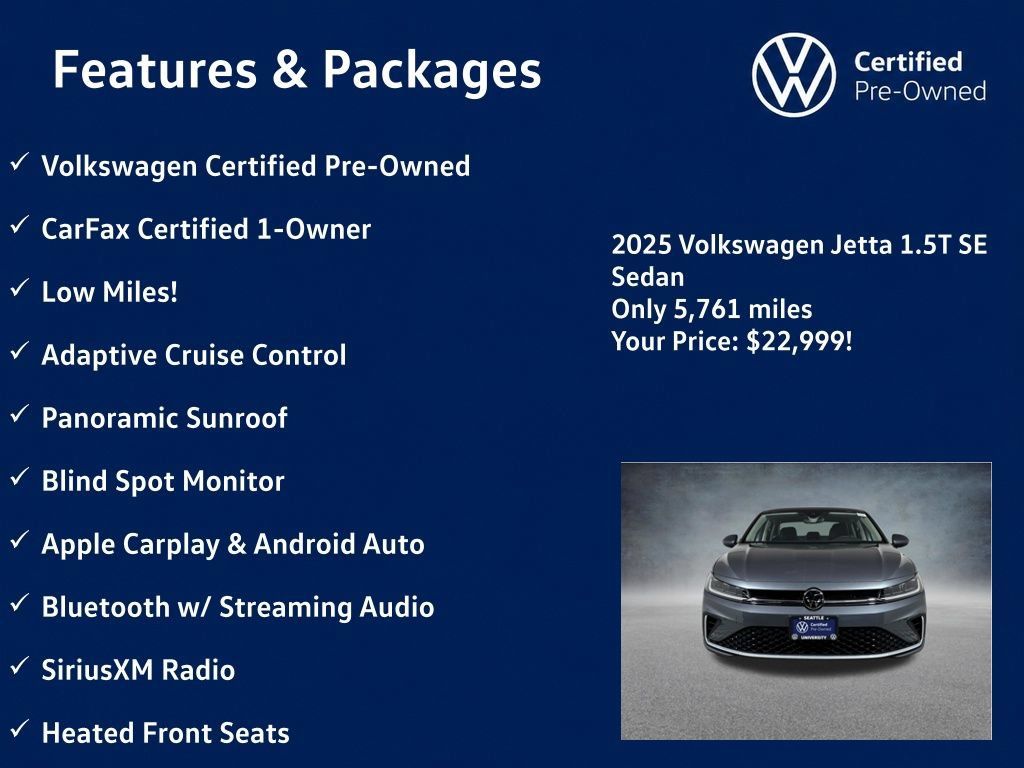 Used 2025 Volkswagen Jetta SE w/ Sunroof Package FWD image 5