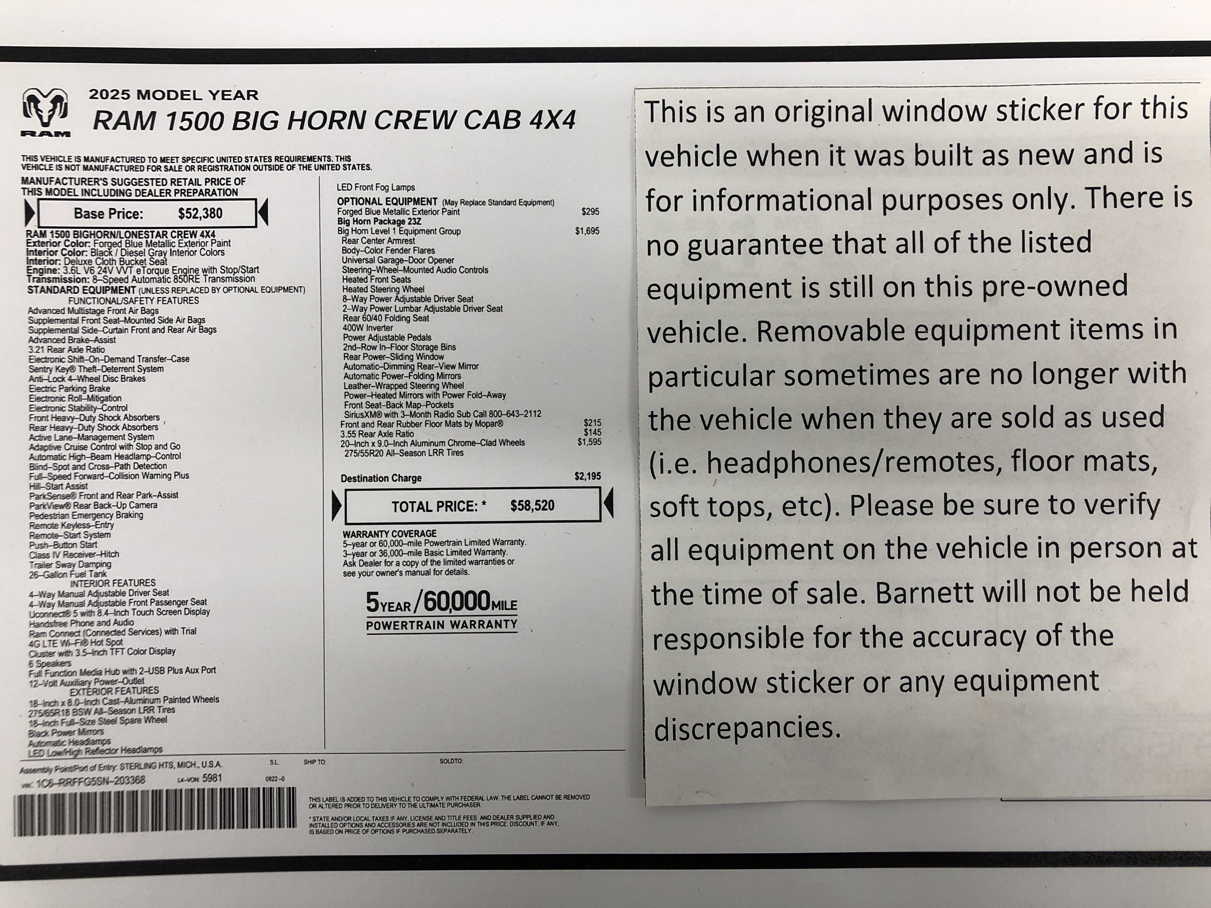 Certified 2025 RAM 1500 Big Horn AWD/4WD image 2