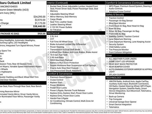 Used 2022 Subaru Outback Limited w/ Popular Package #2 image 3