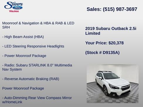 Used 2019 Subaru Outback 2.5i Limited AWD/4WD image 8