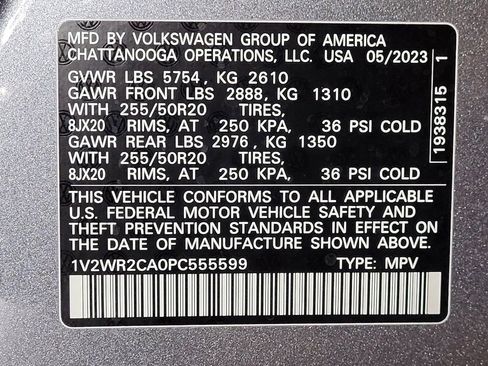 Used 2023 Volkswagen Atlas SE w/ Black Wheel Package FWD image 33