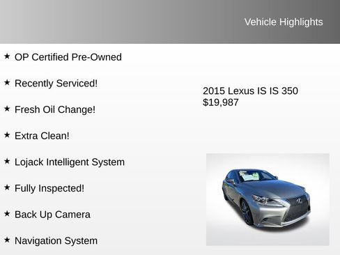 Used 2015 Lexus IS 350 w/ F-Sport Package image 4