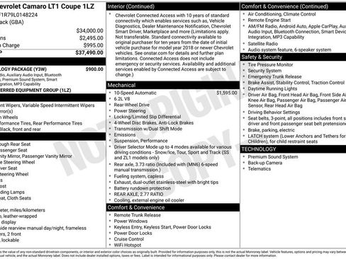 Used 2020 Chevrolet Camaro LT w/ Technology Package RWD image 2