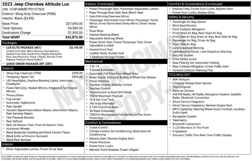 Used 2023 Jeep Cherokee Altitude Lux w/ Lux Elite Package AWD/4WD image 4