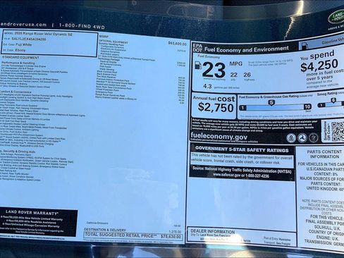 New 2025 Land Rover Range Rover Velar Dynamic SE image 15