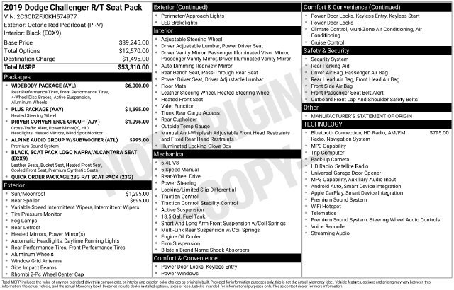 Used 2019 Dodge Challenger R/T Scat Pack w/ Widebody Package RWD image 14