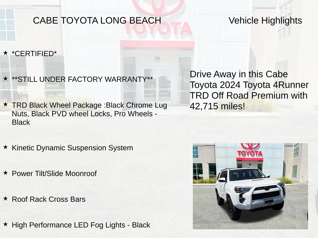 Used 2024 Toyota 4Runner TRD Off-Road Premium w/ TRD Black Wheel Package (TMS) AWD/4WD image 7