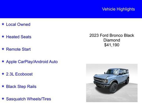 Used 2023 Ford Bronco Black Diamond AWD/4WD image 2