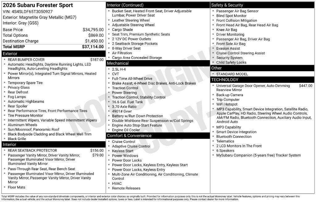 Certified 2026 Subaru Forester Sport AWD/4WD image 10