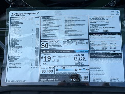 Used 2024 BMW M3 w/ M Carbon Exterior Package RWD image 46