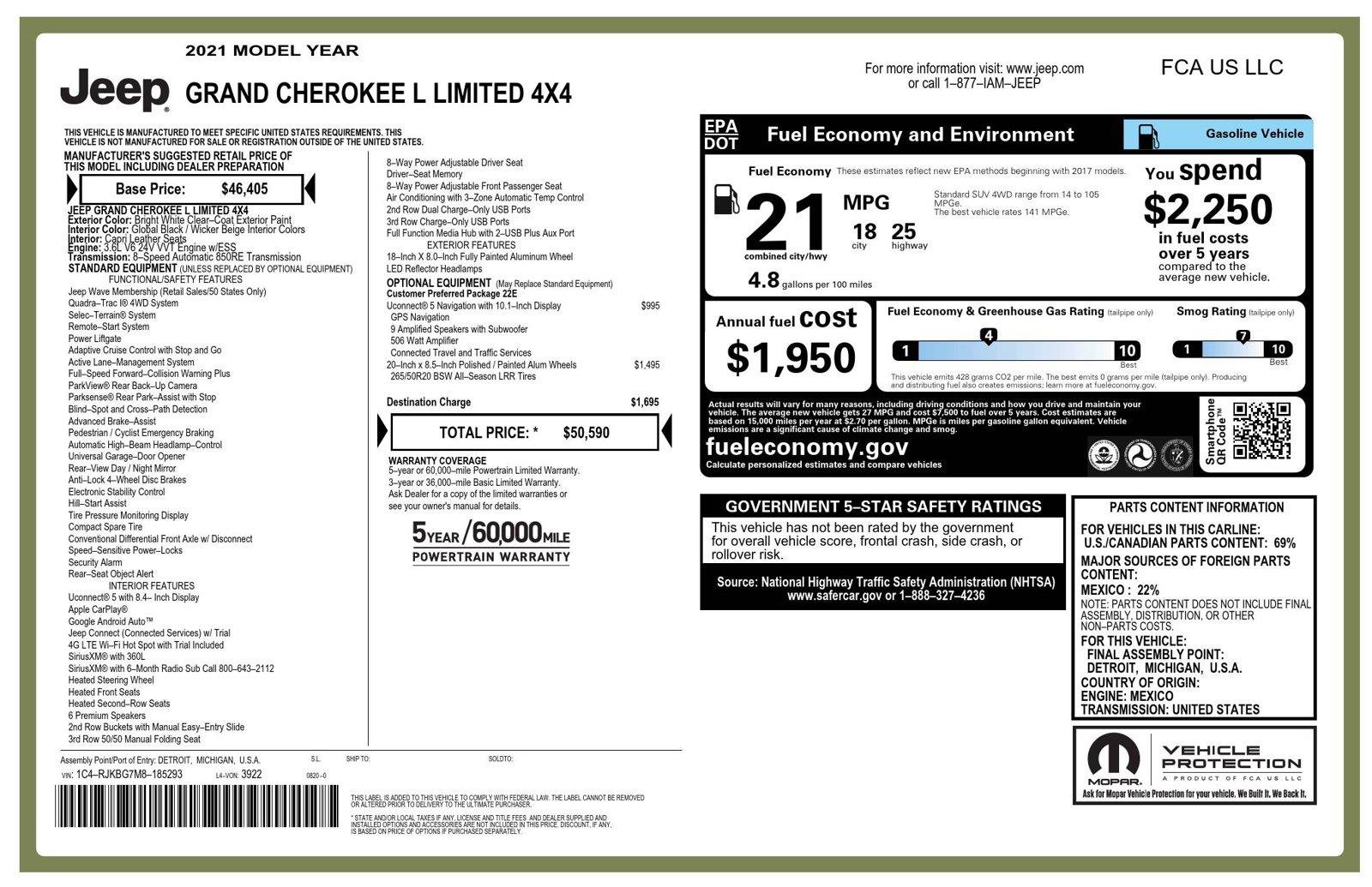 Used 2021 Jeep Grand Cherokee L Limited AWD/4WD image 45