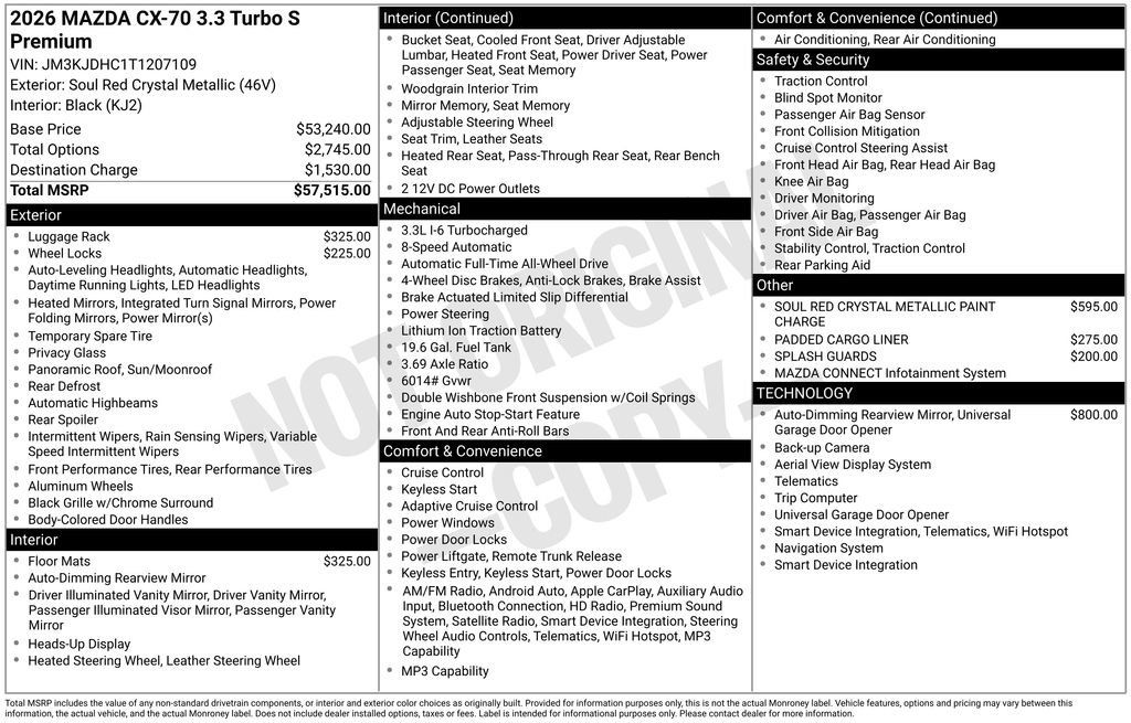 New 2026 MAZDA CX-70 3.3 Turbo S w/ Premium Package AWD/4WD image 7
