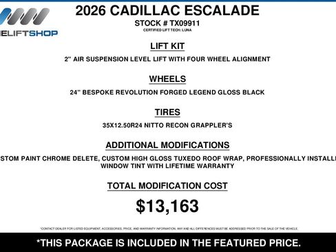Used 2026 Cadillac Escalade Platinum Sport w/ LPO, Floor Liner Package AWD/4WD image 2