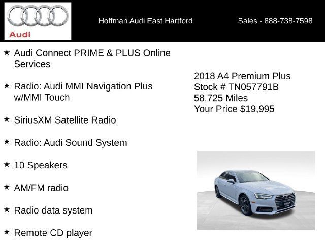 Used 2018 Audi A4 2.0T Premium Plus w/ Premium Plus Package AWD/4WD image 28