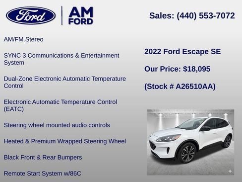 Used 2022 Ford Escape SE w/ SE Sport Appearance Package AWD/4WD image 24