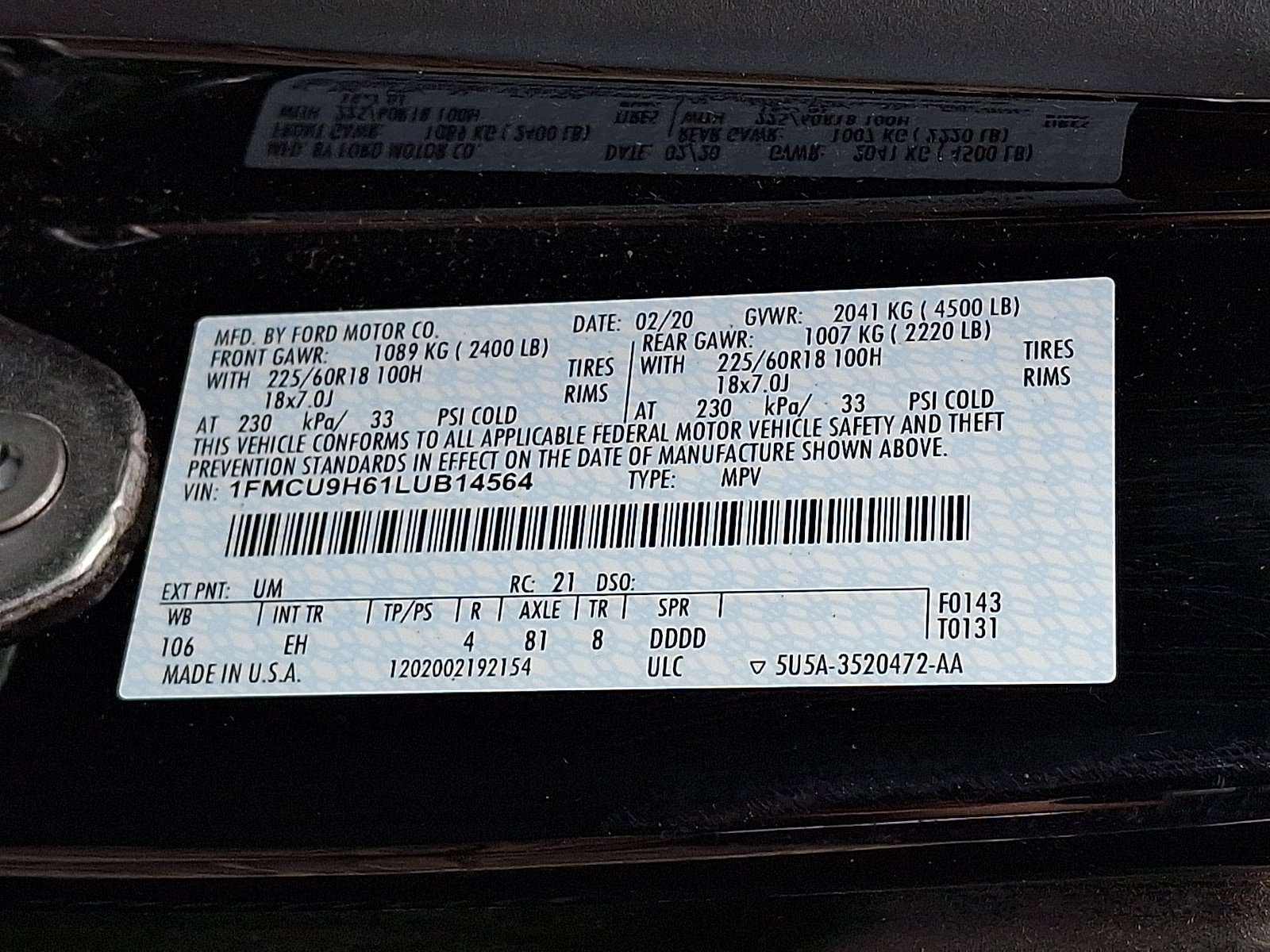 Certified 2020 Ford Escape SEL AWD/4WD image 26