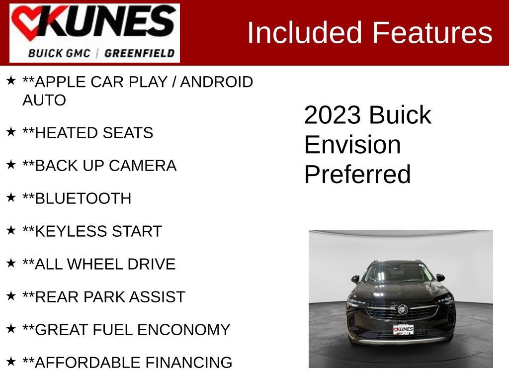Used 2023 Buick Envision Preferred w/ Sport Touring Package AWD/4WD image 2