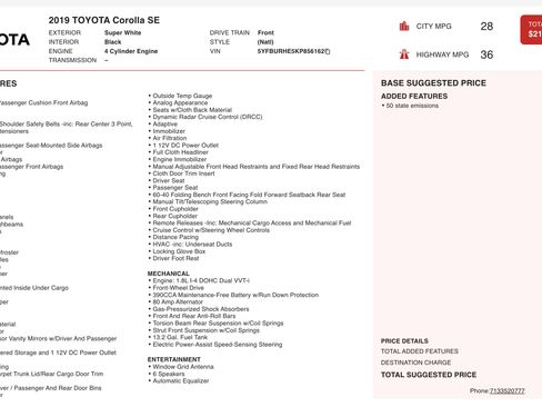 Used 2019 Toyota Corolla SE FWD image 2